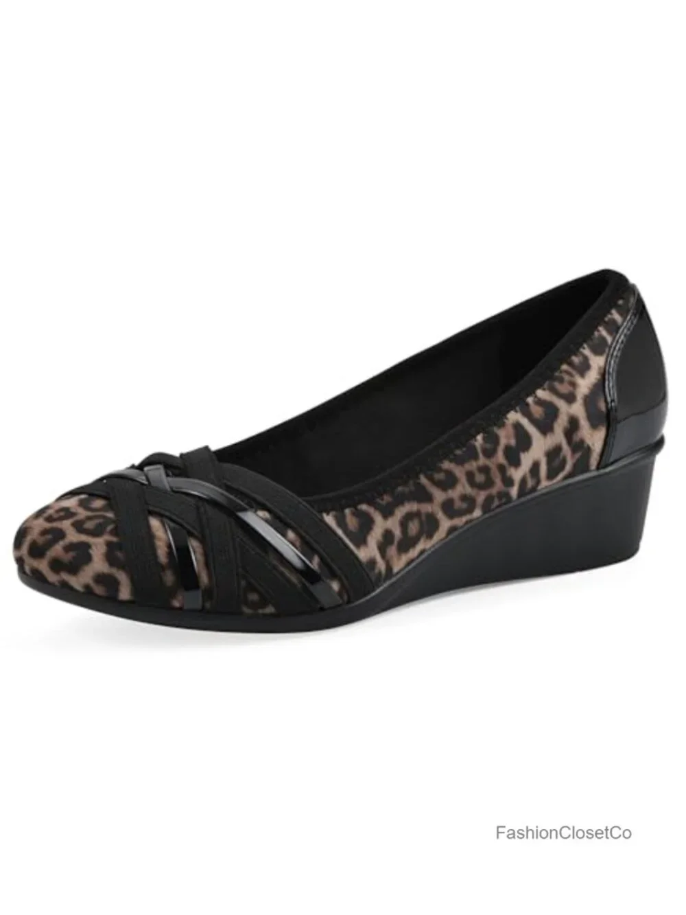Womens Ballet Wedge Heels Cushioned Woven Pull-On Round Toe